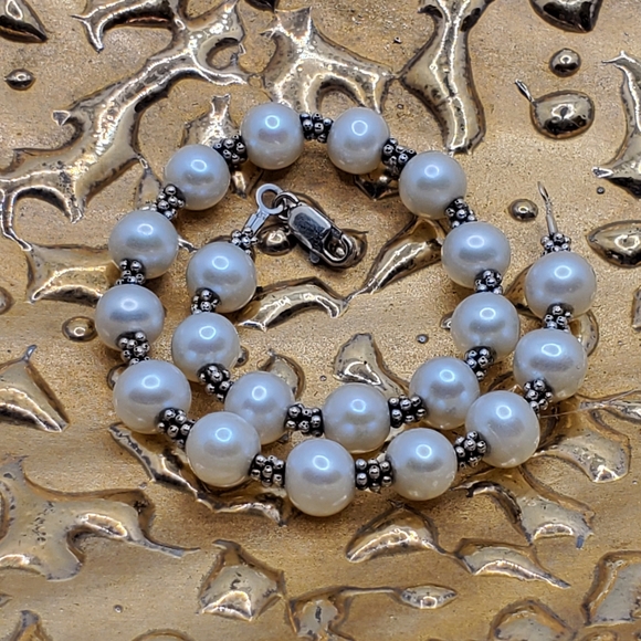 14k Solid White Gold Real Freshwater Pearl Bracelet - Picture 14 of 15